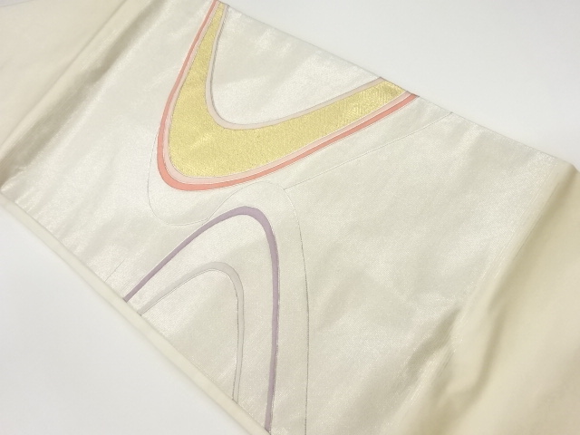 JAPANESE KIMONO / VINTAGE NAGOYA OBI / EMBROIDERY / RHOMBUS & WAVY STRIPE